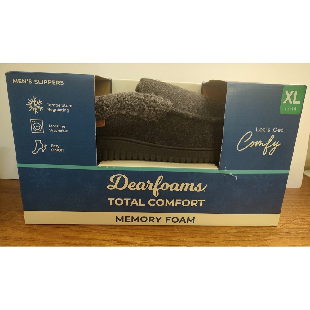 Dearfoams Men's Memory Foam Slippers size XL 13-14 shoe size D1